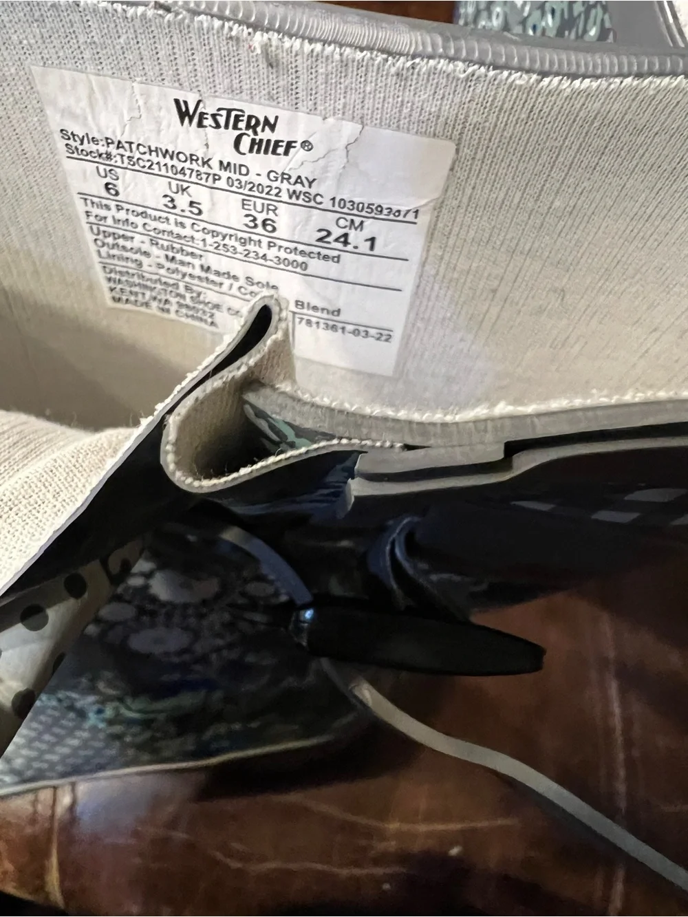 Western Chief Gray & Blue Floral Patchwork Rain Boots